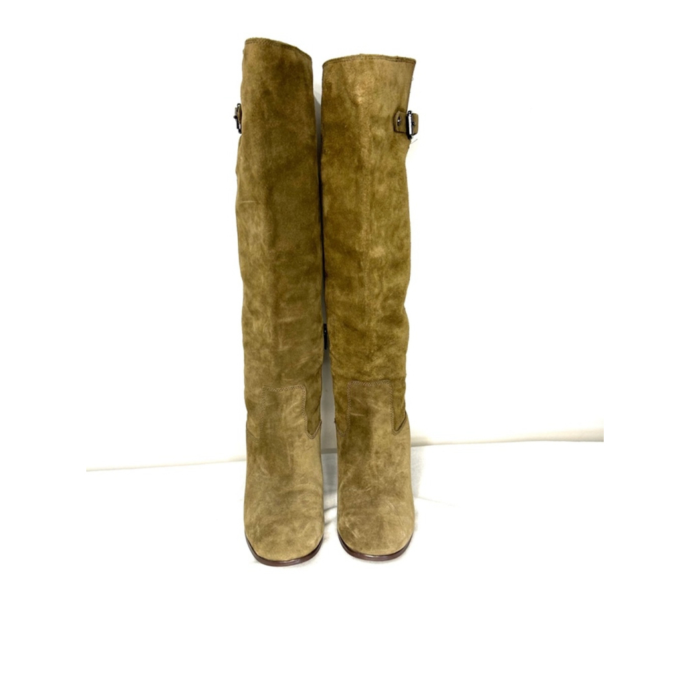 Women's Michael Kors tall Boots greenish/Brown Size 10M buckle detail 3” heel